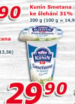 Smetana ke šlehání Mlékárna Kunín 31%
