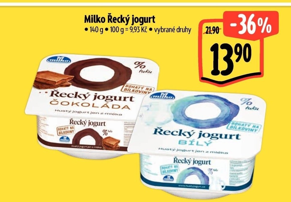 Bílý jogurt řecký 0% Milko