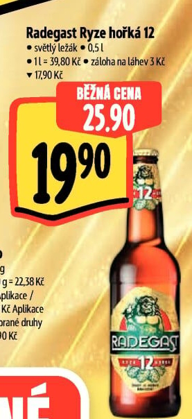 Pivo světlý ležák 12° Ryze hořká Radegast