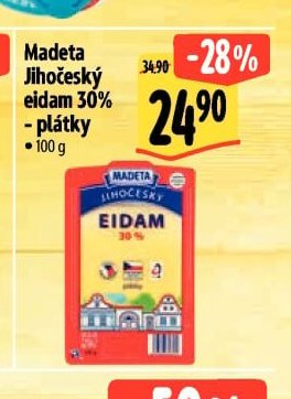 Madeta Jihočeský eidam 30% - plátky