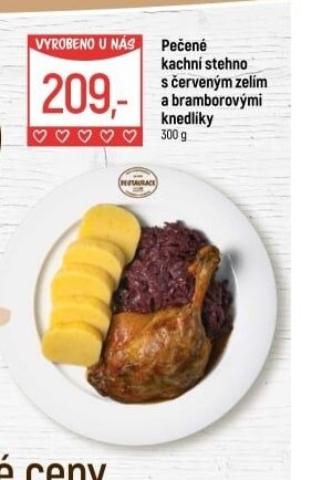 Pečené kachní stehno s červeným zelím a bramborovými knedlíky
