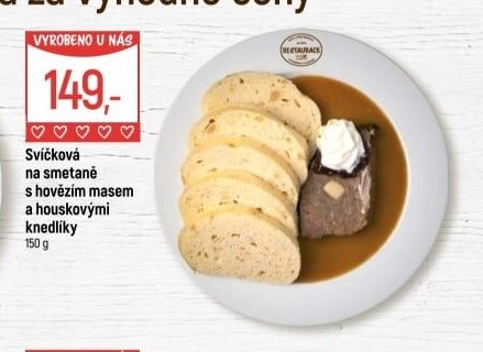 Svíčková na smetaně s hovězím masem a houskovými knedlíky