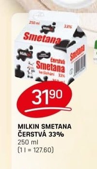 MILKIN SMETANA ČERSTVÁ 33% 250 ml