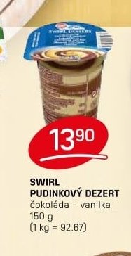 SWIRL PUDINKOVÝ DEZERT čokoláda - vanilka 150 g
