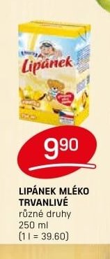 LIPÁNEK MLÉKO TRVANLIVÉ různé druhy 250 ml