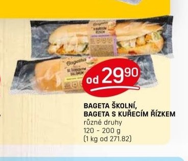 BAGETA ŠKOLNÍ, BAGETA S KUŘECÍM ŘÍZKEM