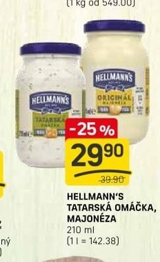 HELLMANN'S TATARSKÁ OMÁČKA, MAJONÉZA