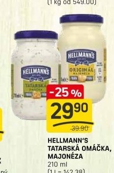 HELLMANN'S TATARSKÁ OMÁČKA, MAJONÉZA