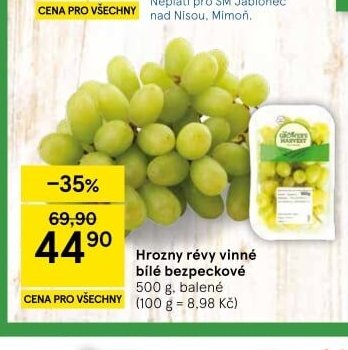 Hrozny révy vinné bílé bezpeckové