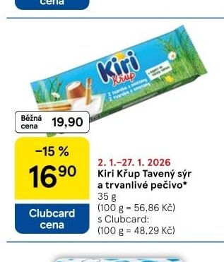 Kiri Křup Tavený sýr a trvanlivé pečivo 35 g