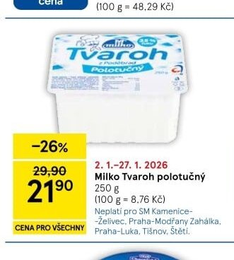 Milko Tvaroh polotučný 250 g