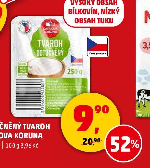 Odtučněný tvaroh Karlova Koruna