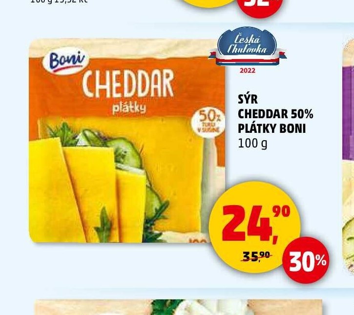 SÝR CHEDDAR 50% PLÁTKY BONI
