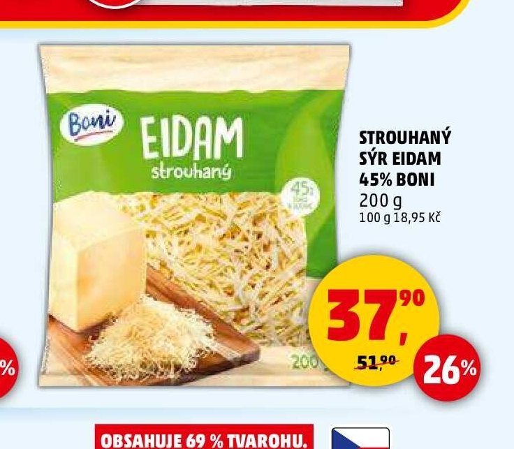 STROUHANÝ SÝR EIDAM 45% BONI