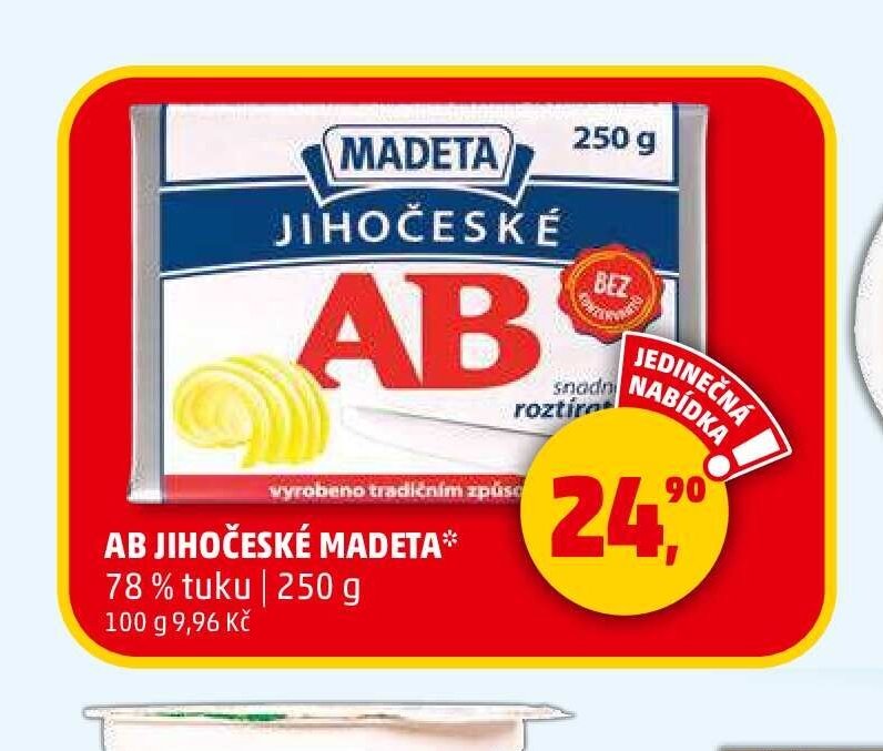 AB JIHOČESKÉ MADETA 78 % tuku