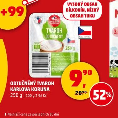 Odtučněný tvaroh Karlova Koruna