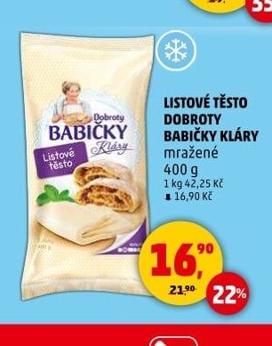 LISTOVÉ TĚSTO DOBROTY BABIČKY KLÁRY mražené 400 g