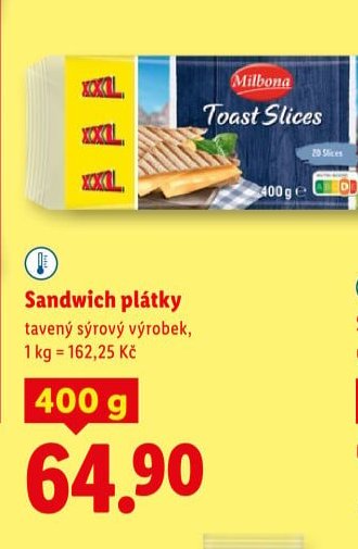 Sandwich plátky tavený sýrový výrobek