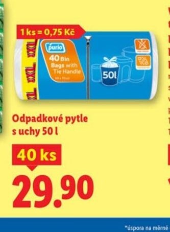Odpadkové pytle s uchy 50 l