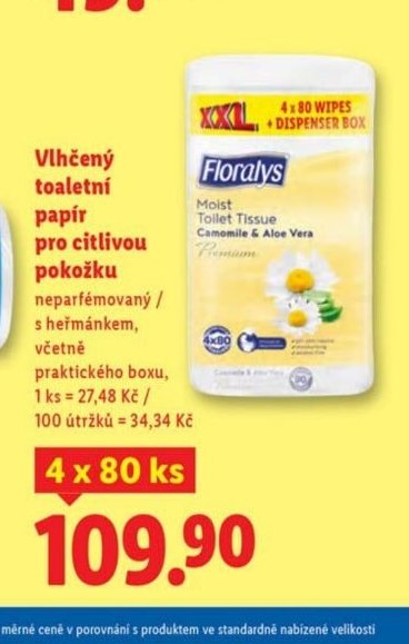 Vlhčený toaletní papír pro citlivou pokožku