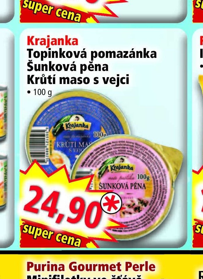 Krajanka Topinková pomazánka Šunková pěna Krůtí maso s vejci