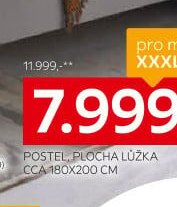 POSTEL, PLOCHA LŮŽKA CCA 180X200 CM
