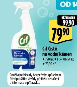 Čistič na vodní kámen Cif