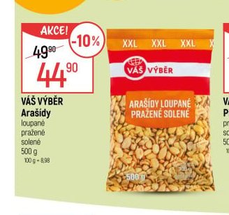 Váš Výběr Arašídy loupané pražené solené 500g