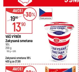 Váš Výběr Zakysaná smetana 16% 200 g