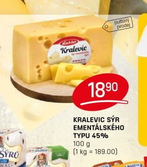 Kralevic sýr ementálského typu 45%