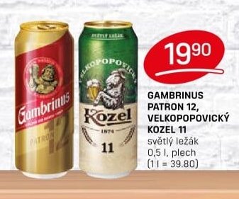 GAMBRINUS PATRON 12, VELKOPOPOVICKÝ KOZEL 11