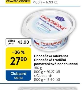 Choceňská mlékárna Choceňské tradiční pomazánkové neochucené