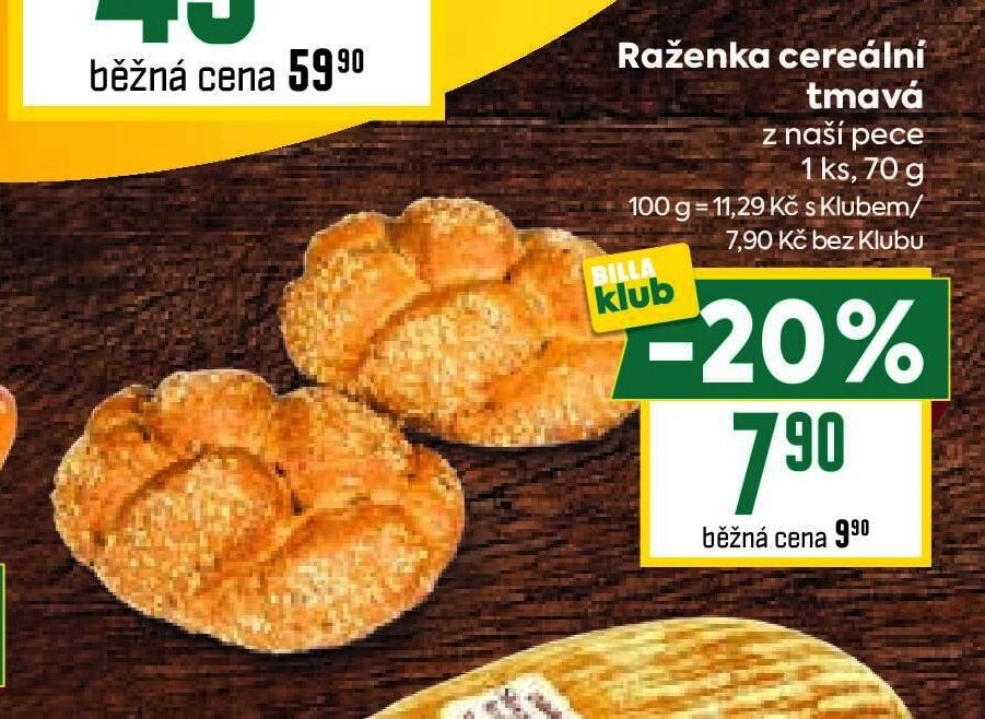 Raženka cereální tmavá z naší pece 1 ks, 70 g - BILLA akcniletaky.com