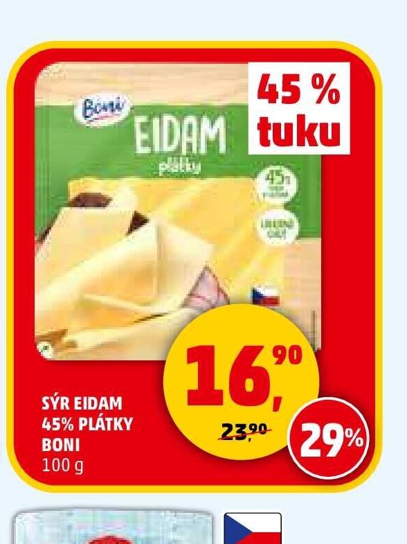 Sýr Eidam 45% plátky Boni 100g