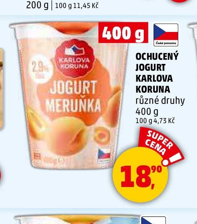 Ochucený jogurt Karlova Koruna 400g