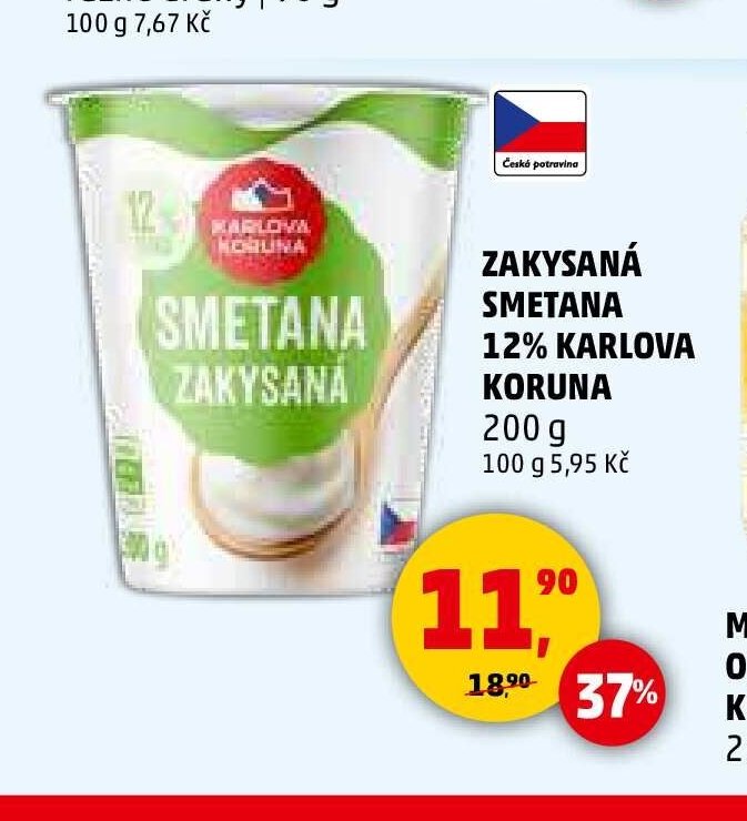 Zakysaná smetana 12% Karlova Koruna 200g