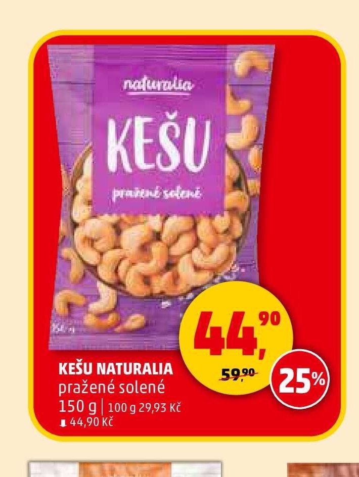 KEŠU NATURALIA pražené solené 150 g