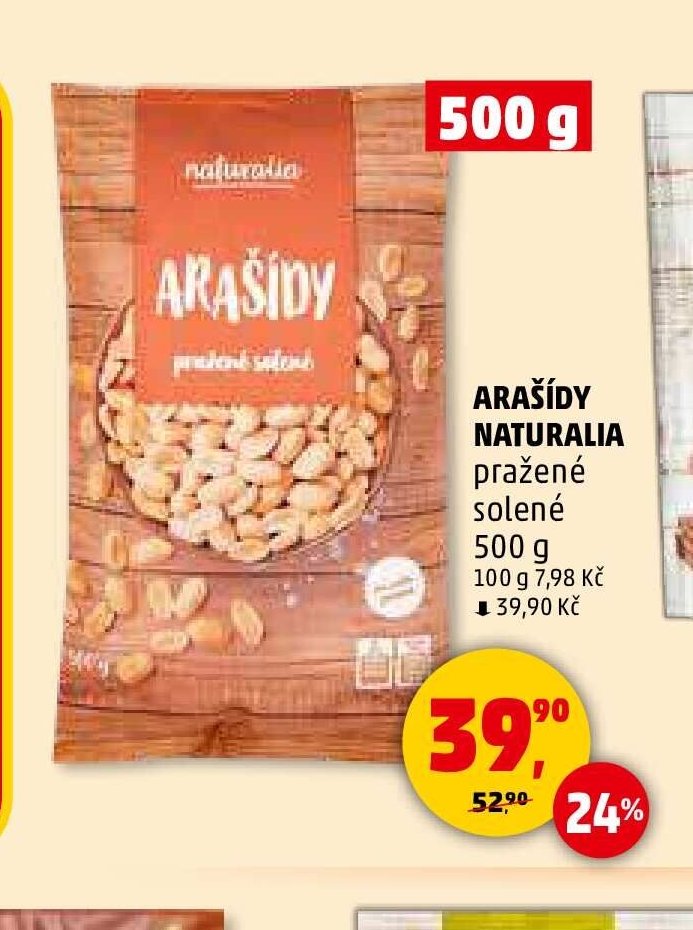 ARAŠÍDY NATURALIA pražené solené 500 g