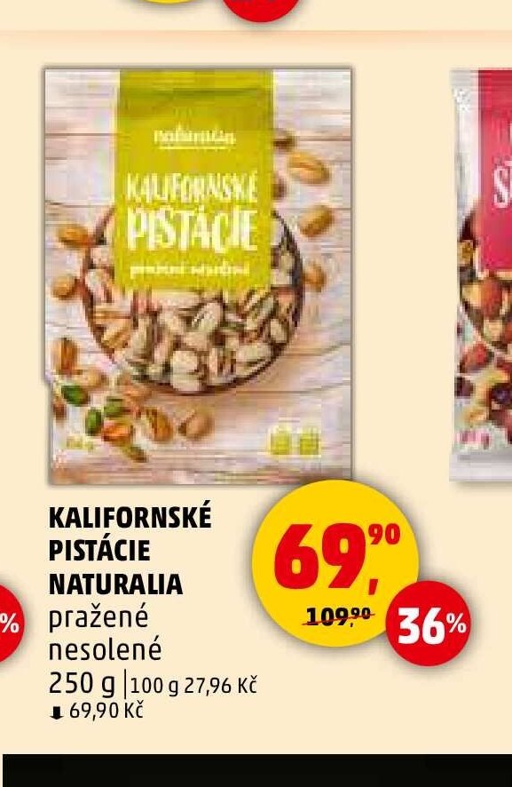 KALIFORNSKÉ PISTÁCIE NATURALIA pražené nesolené 250 g