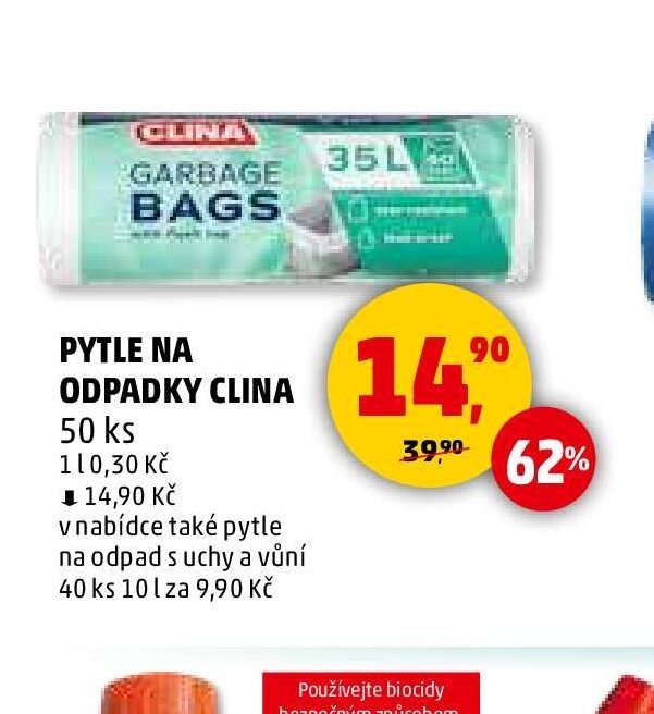 PYTLE NA ODPADKY CLINA 50 ks - Penny Market akcniletaky.com