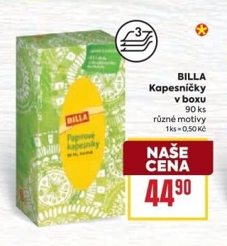 BILLA Kapesníčky v boxu 90 ks