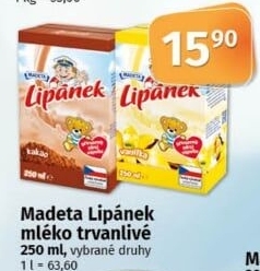 Nápoj mléko ochucené Lipánek Madeta