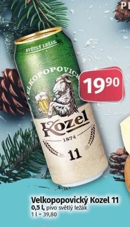 Pivo světlý ležák 11° Medium Velkopopovický Kozel
