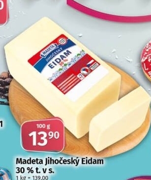 Sýr Eidam Jihočeský 30% Madeta