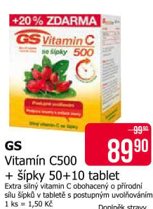 Doplněk stravy Vitamin C 500 se šípky GS
