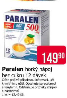 Horký nápoj bez cukru Paralen