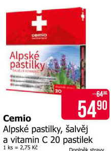 Pastilky alpské proti bolesti v krku Cemio