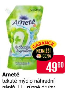 Tekuté mýdlo antibakteriální Ameté - náhradní náplň