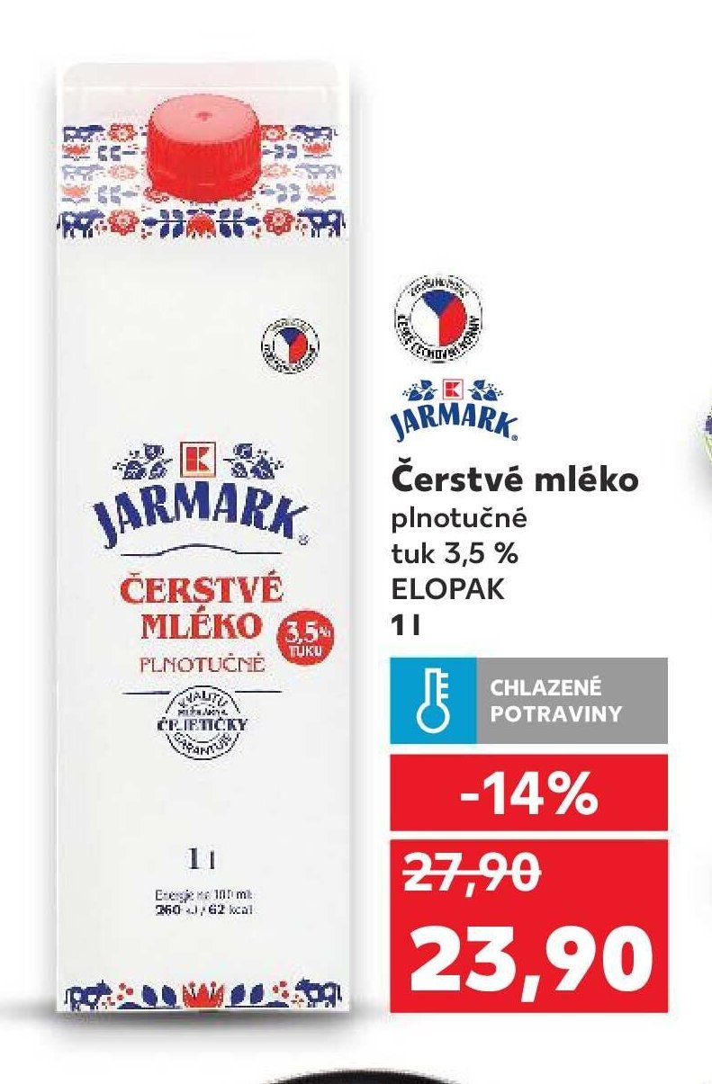 Čerstvé mléko plnotučné 1 l - Kaufland akcniletaky.com