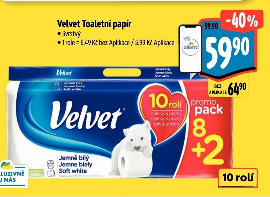 Velvet Toaletní papír 10 rolí